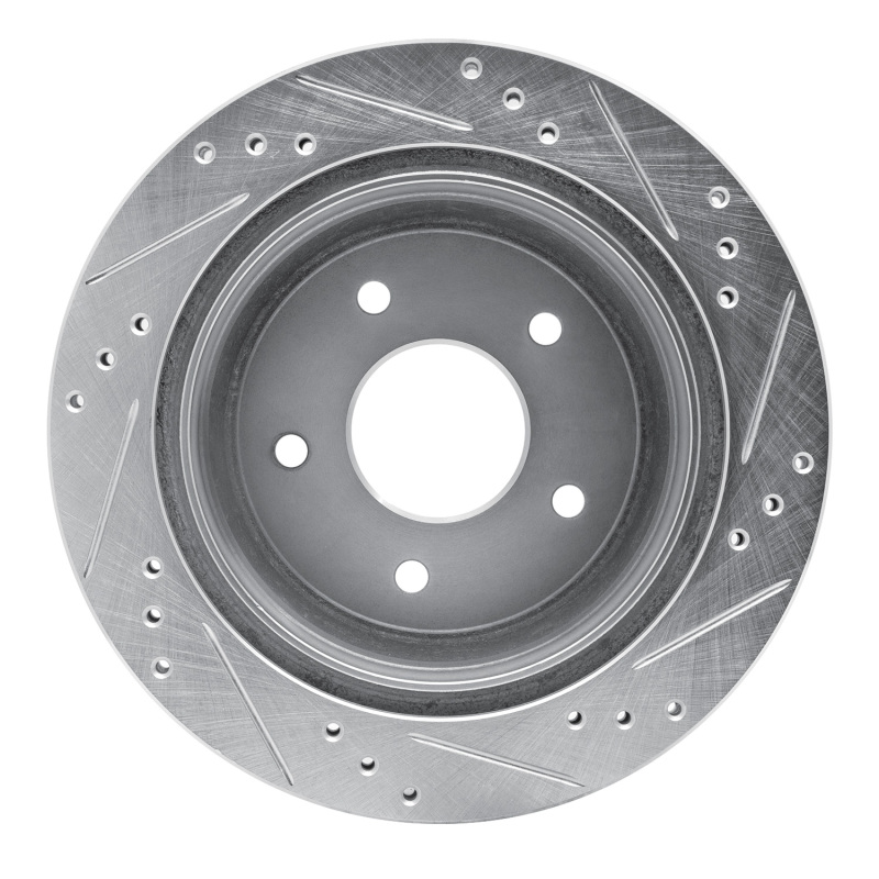 Chevrolet Blazer Brake Rotor (1) - Rear Left - R1 Concepts - Drilled & Slotted - Silver - `98-`05